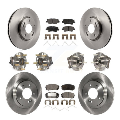 Hub Bearings Disc Brake Rotors And Pads Front Rear Kit (10Pc) For Hyundai Sonata