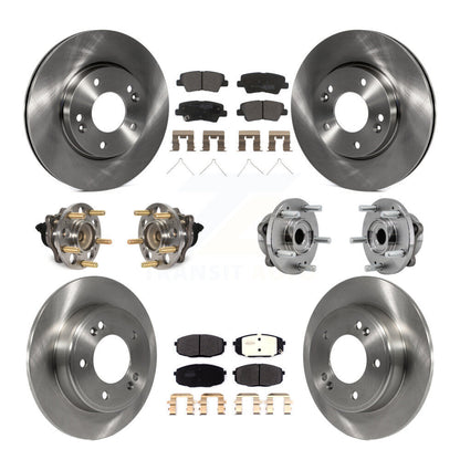 Hub Bearing Assembly Disc Brake Rotor And Pad Front Rear Kit (10Pc) For Kia Soul