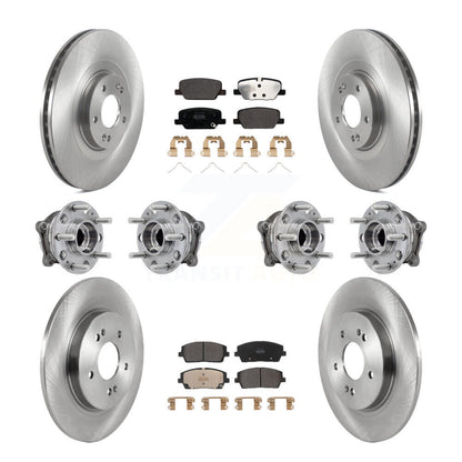 Hub Bearing Brake Rotor & Pad Front Rear Kit (10Pc) For Hyundai Palisade Kia AWD