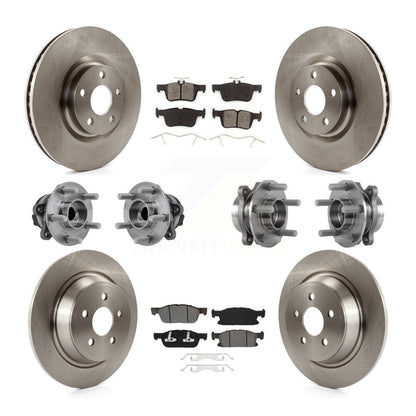 Hub Bearing Brake Rotor & Pads Front Rear Kit (10Pc) For 2015-2018 Ford Edge FWD