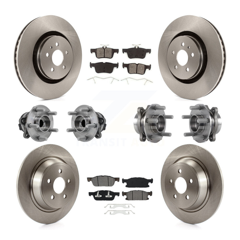 Hub Bearing Brake Rotor Pad Front Rear Kit (10Pc) For Ford Edge Lincoln Nautilus