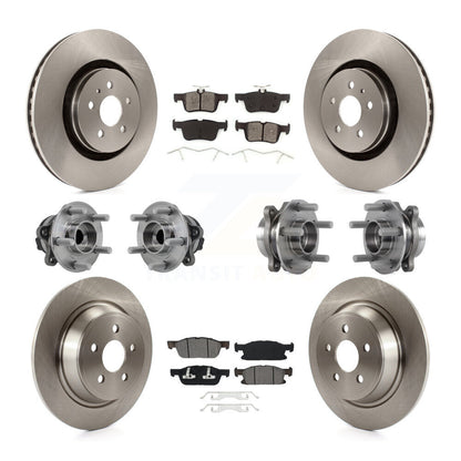 Hub Bearing Brake Rotor Pad Front Rear Kit (10Pc) For Ford Edge Lincoln Nautilus