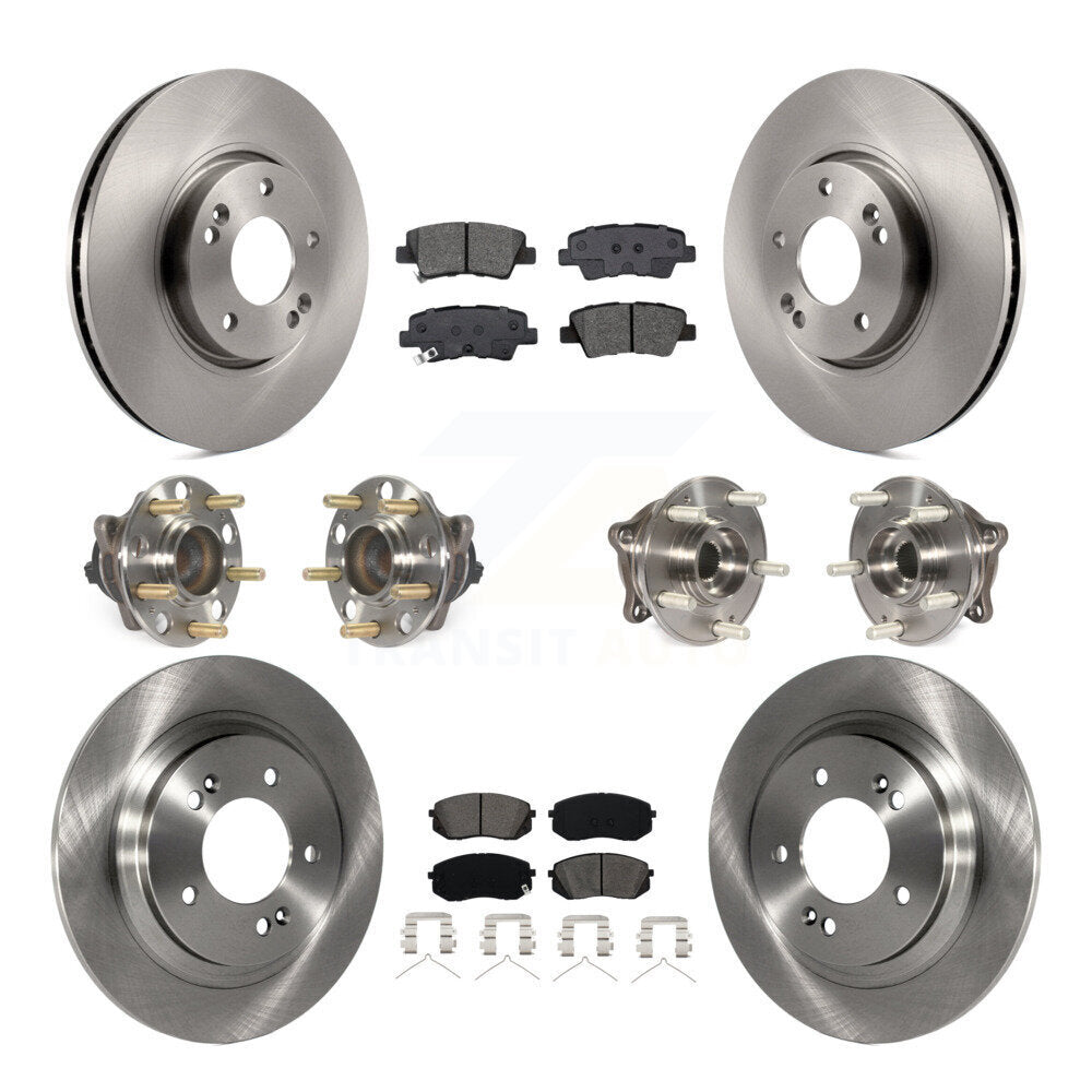 Hub Bearings Disc Brake Rotors And Pads Front Rear Kit (10Pc) For Hyundai Sonata