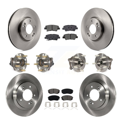 Hub Bearings Disc Brake Rotors And Pads Front Rear Kit (10Pc) For Hyundai Sonata