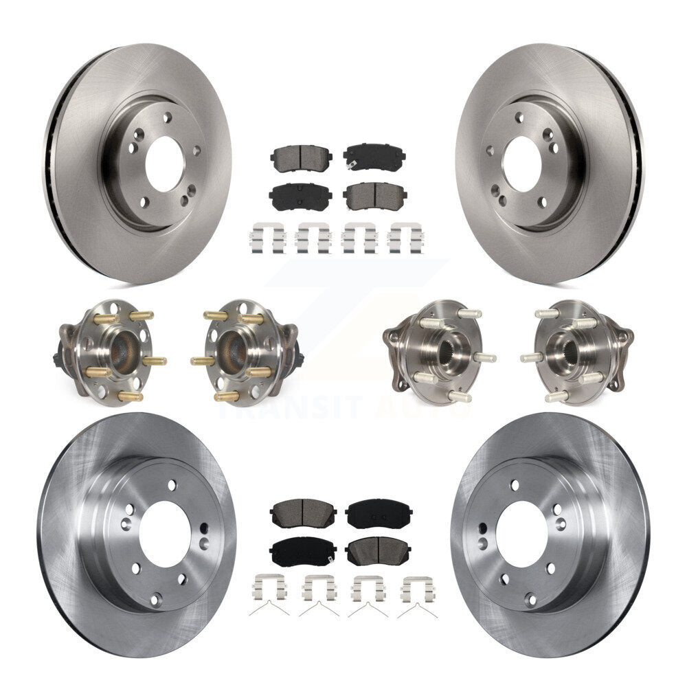 Hub Bearings Disc Brake Rotors And Pads Front Rear Kit (10Pc) For Hyundai Sonata