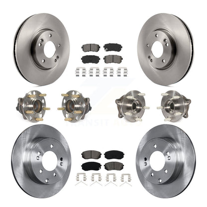 Hub Bearings Disc Brake Rotors And Pads Front Rear Kit (10Pc) For Hyundai Sonata