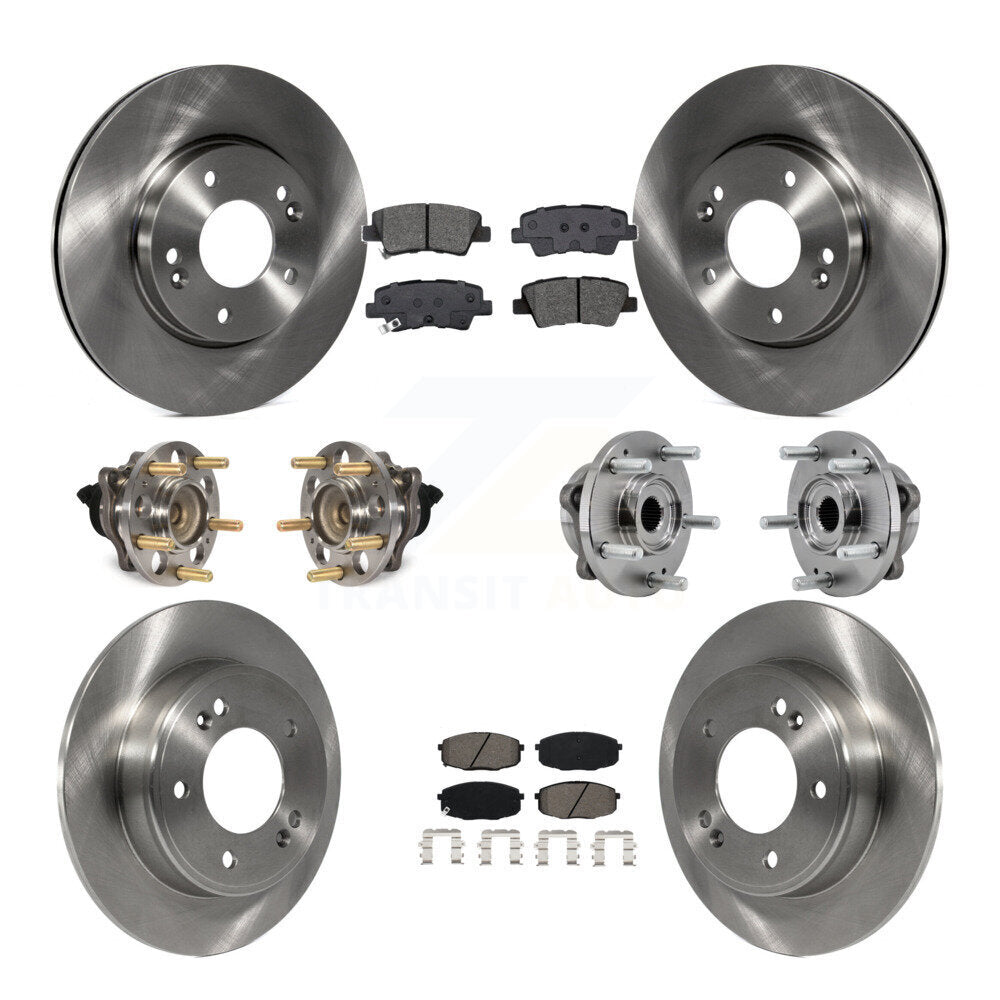 Hub Bearing Assembly Disc Brake Rotor And Pad Front Rear Kit (10Pc) For Kia Soul