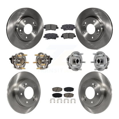 Hub Bearing Assembly Disc Brake Rotor And Pad Front Rear Kit (10Pc) For Kia Soul