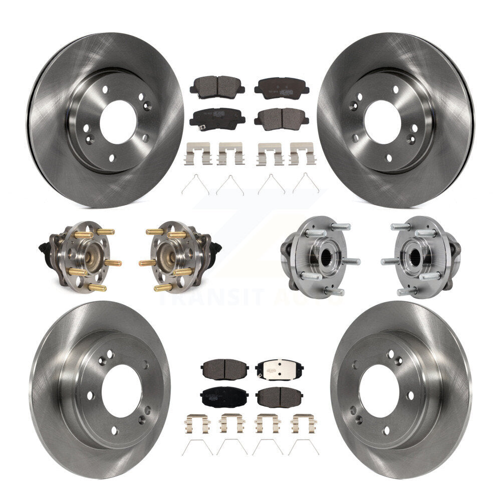 Hub Bearing Disc Brake Rotor And Ceramic Pads Front Rear Kit (10Pc) For Kia Soul
