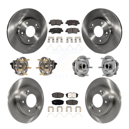 Hub Bearing Disc Brake Rotor And Ceramic Pads Front Rear Kit (10Pc) For Kia Soul