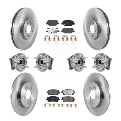 Hub Bearing Brake Rotor & Pad Front Rear Kit (10Pc) For Hyundai Palisade Kia AWD