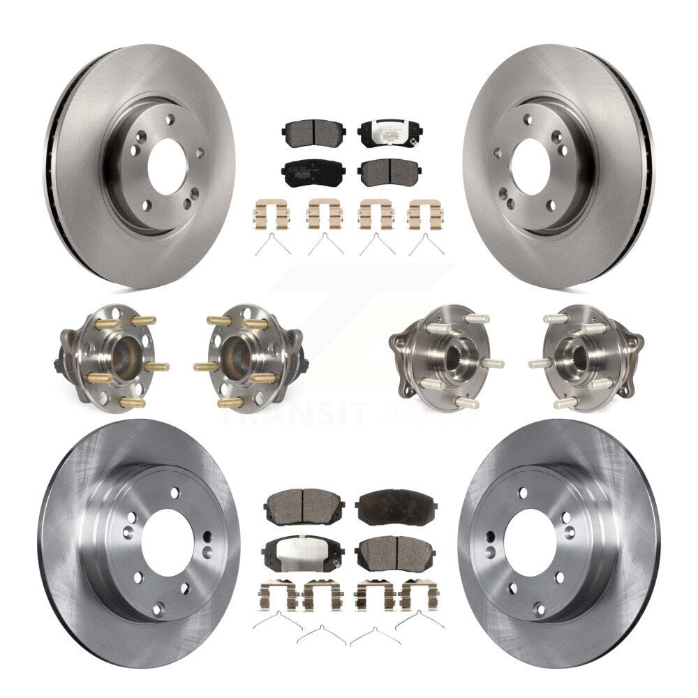 Hub Bearings Disc Brake Rotors And Pads Front Rear Kit (10Pc) For Hyundai Sonata