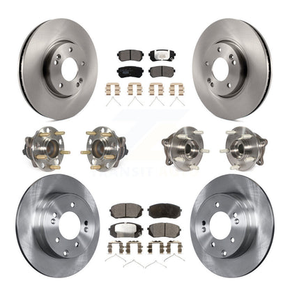 Hub Bearings Disc Brake Rotors And Pads Front Rear Kit (10Pc) For Hyundai Sonata