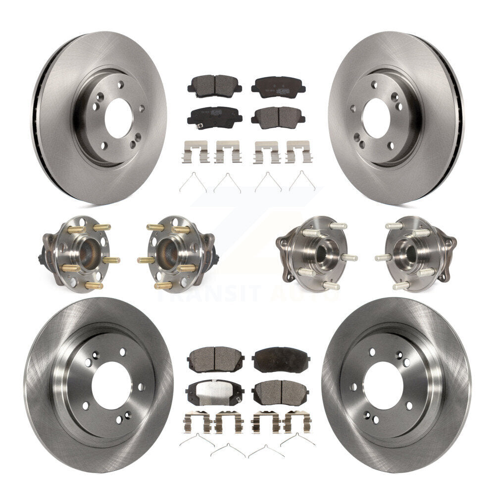 Hub Bearings Disc Brake Rotors And Pads Front Rear Kit (10Pc) For Hyundai Sonata