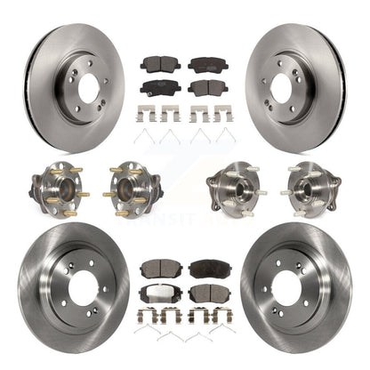 Hub Bearings Disc Brake Rotors And Pads Front Rear Kit (10Pc) For Hyundai Sonata