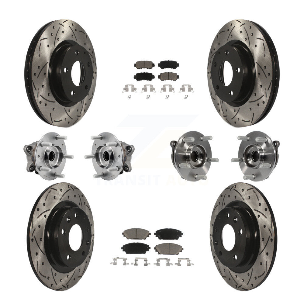 Hub Bearing Coat Brake Rotor Pads Front Rear Kit (10Pc) For 16-18 Mazda CX-3 AWD