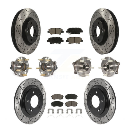 Hub Bearing Coated Disc Brake Rotor Pad Front Rear Kit (10Pc) For Hyundai Sonata