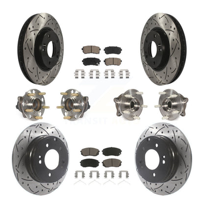 Hub Bearing Coated Disc Brake Rotor Pad Front Rear Kit (10Pc) For Hyundai Sonata