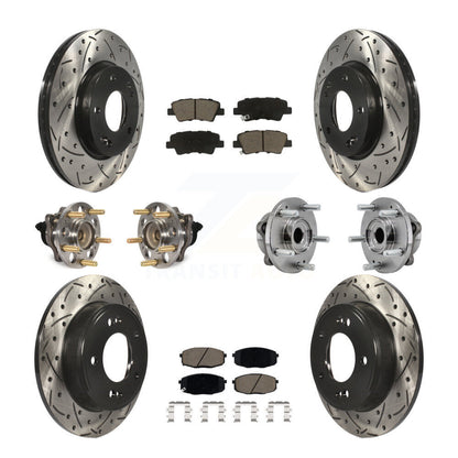 Hub Bearing Coated Disc Brake Rotors And Pads Front Rear Kit (10Pc) For Kia Soul