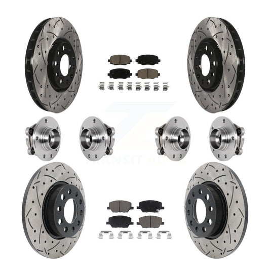 Hub Bearing Coated Brake Rotor Pads Front Rear Kit (10Pc) For Jeep Renegade Fiat