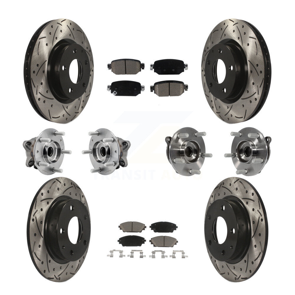 Hub Bearing Coat Brake Rotor Pads Front Rear Kit (10Pc) For 19-21 Mazda CX-3 AWD