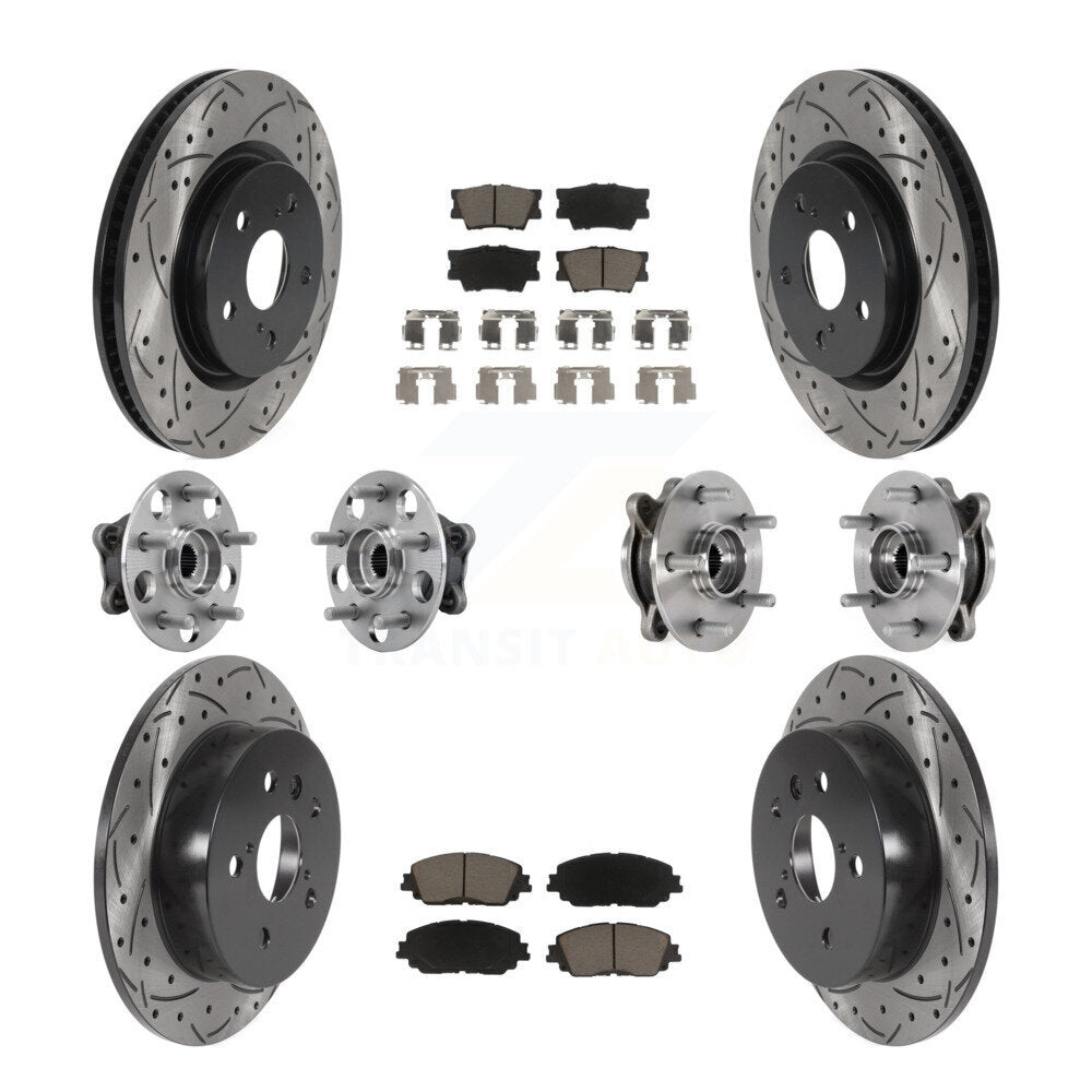 Hub Bearing Coated Disc Brake Rotor & Pad Front Rear Kit (10Pc) For Toyota Camry
