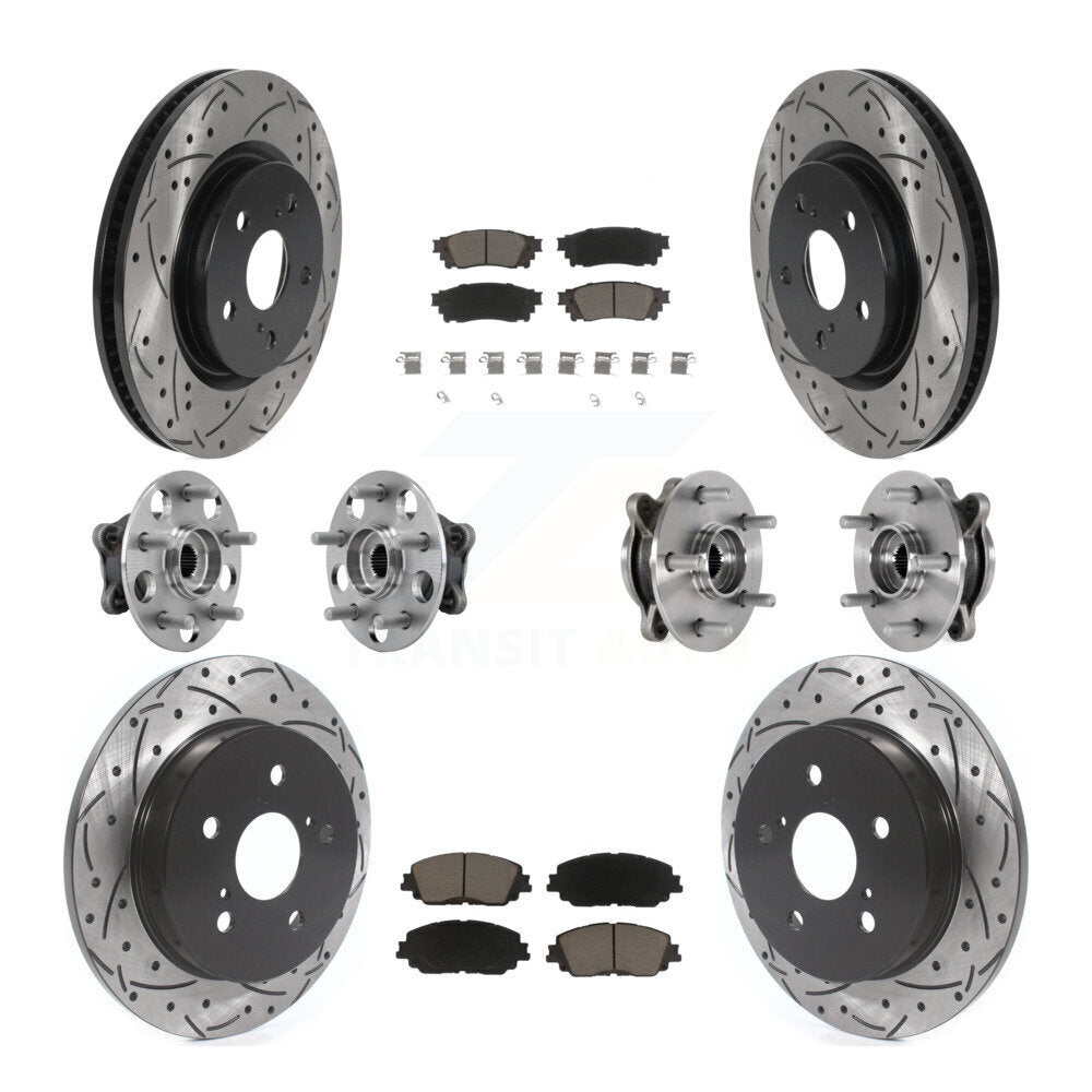Hub Bearing Coated Brake Rotor Pads Front Rear Kit (10Pc) For Toyota Camry Lexus
