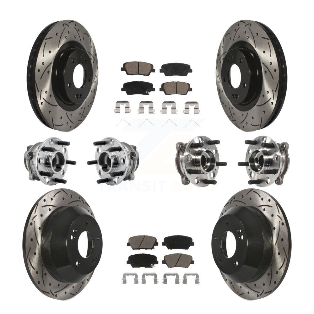 Hub Bearing Coat Brake Rotor Pad Front Rear Kit (10Pc) For 16-20 Kia Sorento FWD