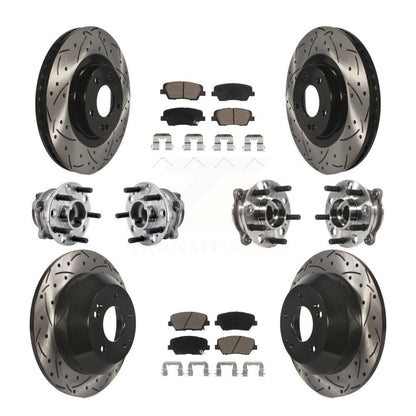 Hub Bearing Coat Brake Rotor Pad Front Rear Kit (10Pc) For 16-20 Kia Sorento FWD