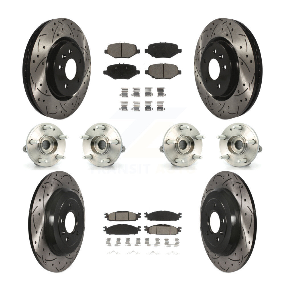 Hub Bearing Coated Disc Brake Rotor Pads Front Rear Kit (10Pc) For Ford Explorer