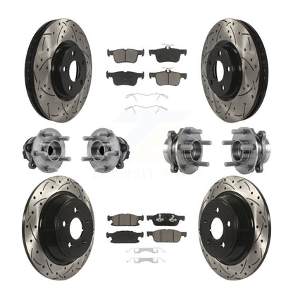 Hub Bearing Coated Brake Rotor Pad Front Rear Kit (10Pc) For 15-18 Ford Edge FWD