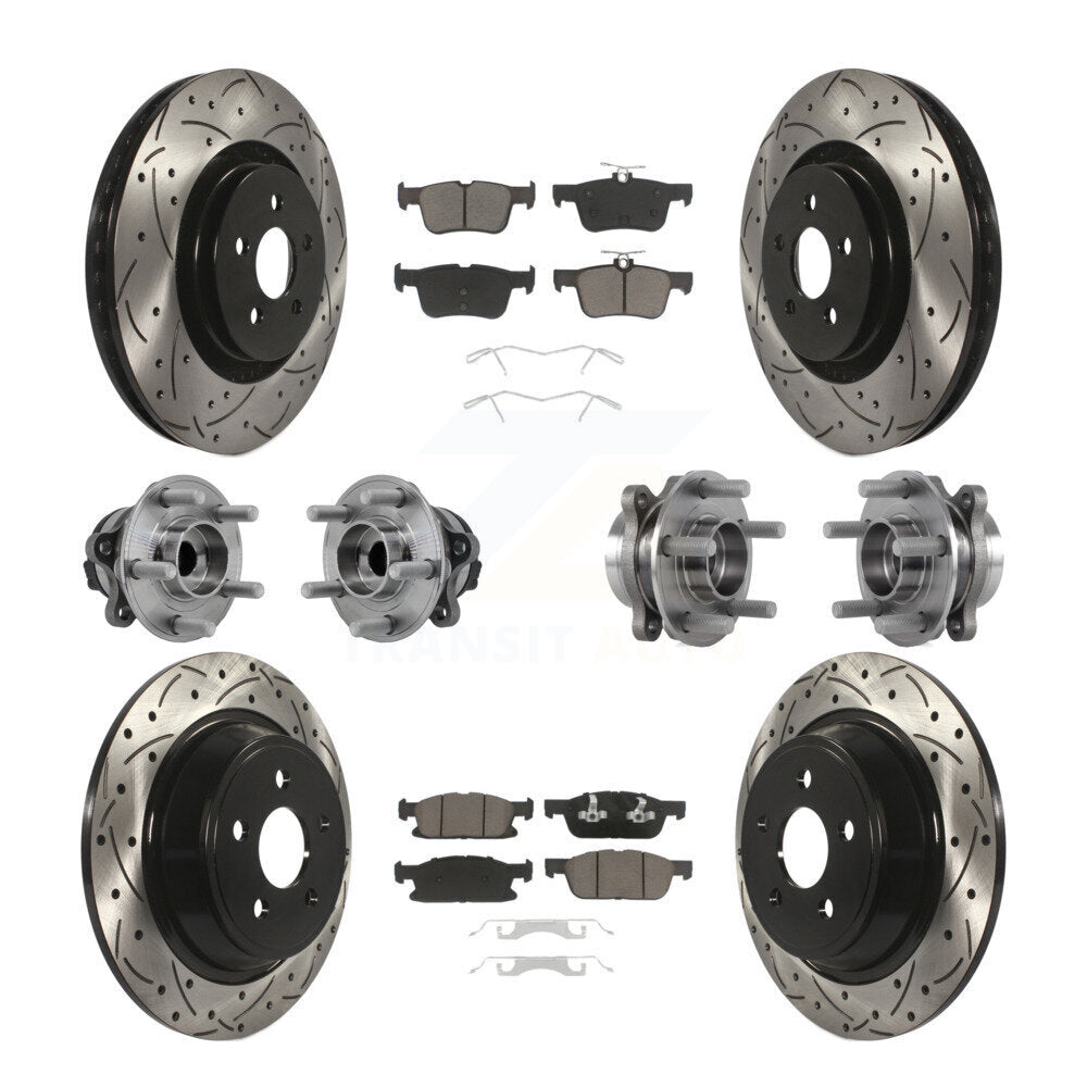 Hub Bearing Coat Brake Rotor Pad Front Rear Kit (10Pc) For Ford Edge Lincoln MKX