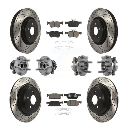 Hub Bearing Coat Brake Rotor Pad Front Rear Kit (10Pc) For Ford Edge Lincoln MKX