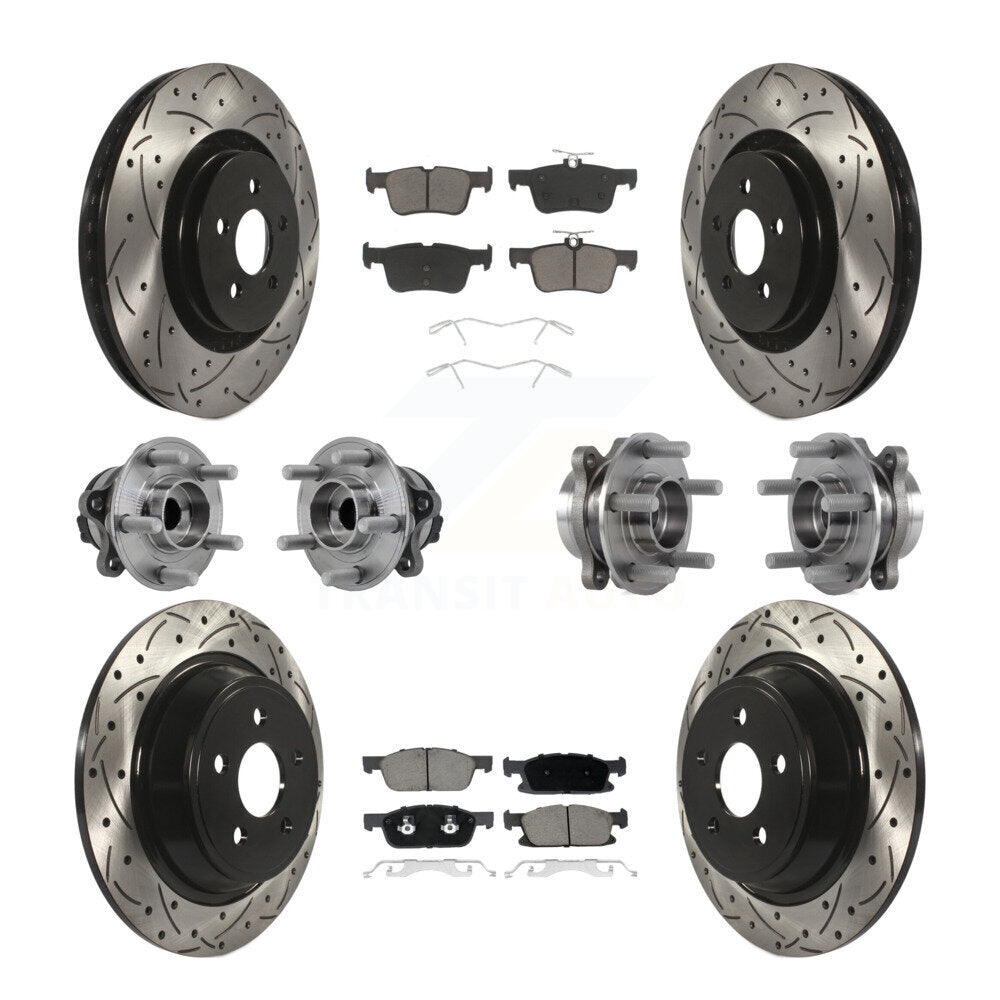 Hub Bearing Coated Brake Rotor Pad Front Rear Kit (10Pc) For Lincoln Continental