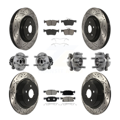 Hub Bearing Coated Brake Rotor Pad Front Rear Kit (10Pc) For Lincoln Continental