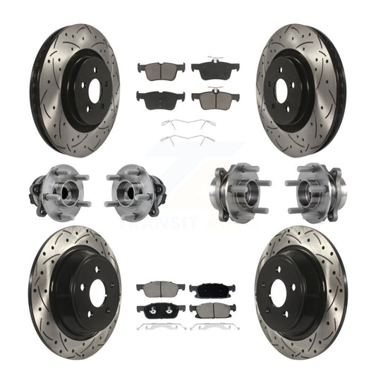 Hub Bearing Coated Brake Rotor Pad Front Rear Kit (10Pc) For Lincoln Continental