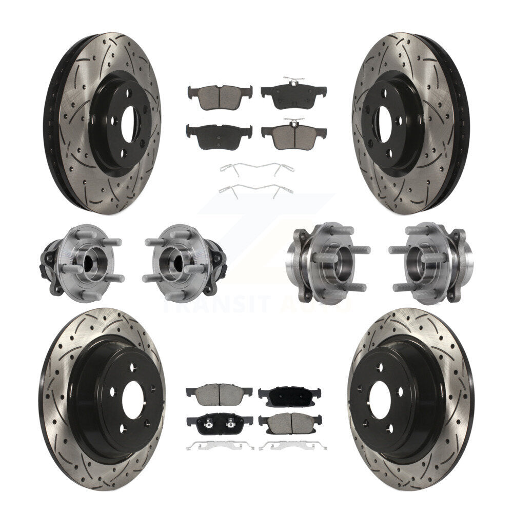 Hub Bearing Coated Brake Rotor Pad Front Rear Kit (10Pc) For Lincoln Continental