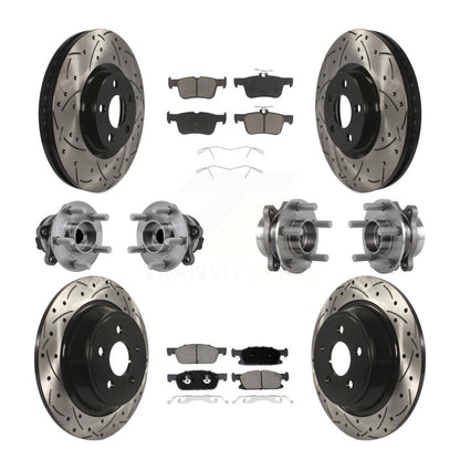 Hub Bearing Coated Brake Rotor Pad Front Rear Kit (10Pc) For Lincoln Continental