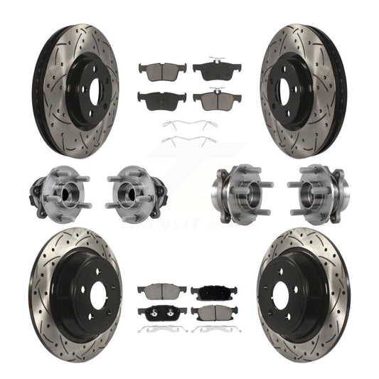 Hub Bearing Coated Brake Rotor Pad Front Rear Kit (10Pc) For Lincoln Continental