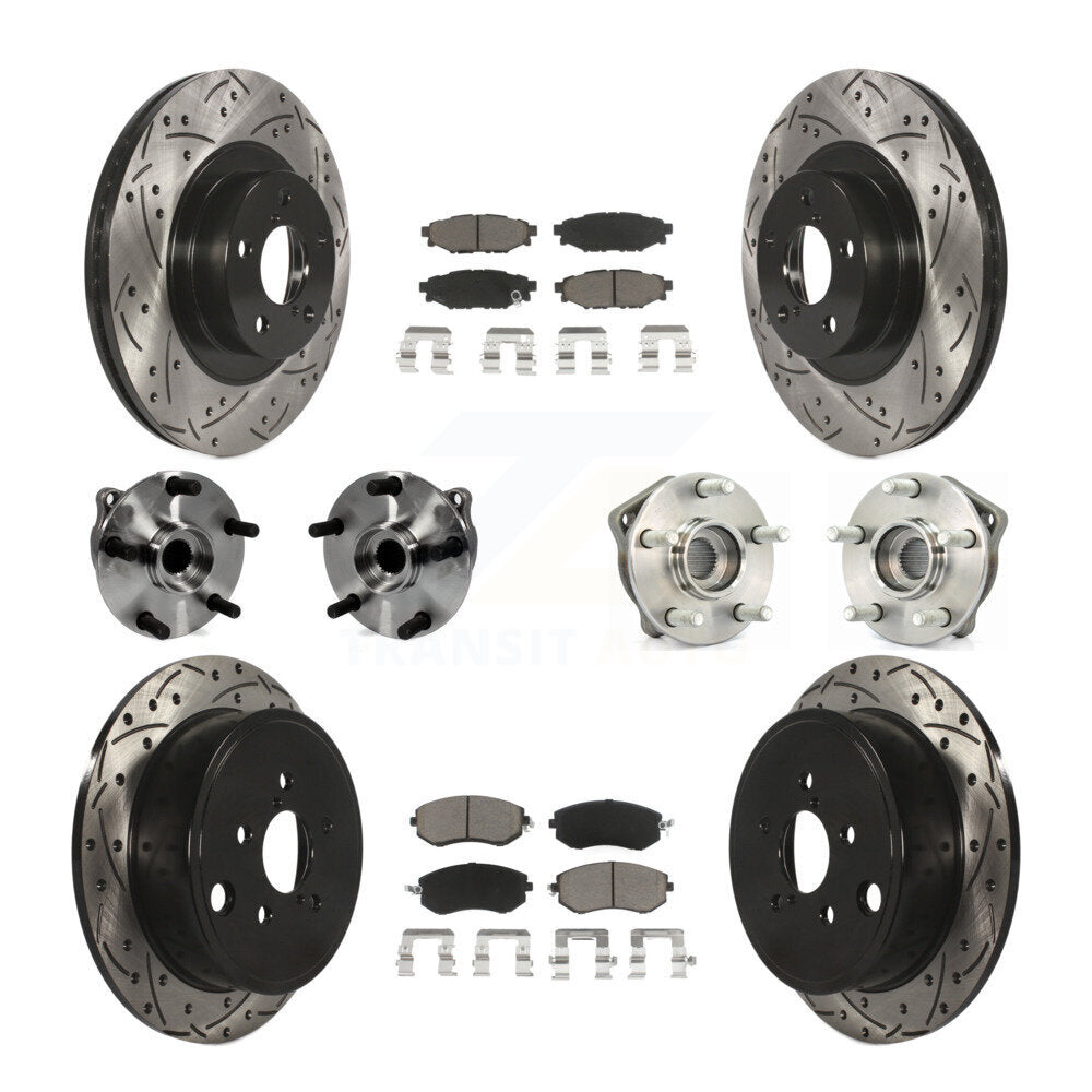 Hub Bearing Coated Disc Brake Rotor Pad Front Rear Kit (10Pc) For Subaru Impreza