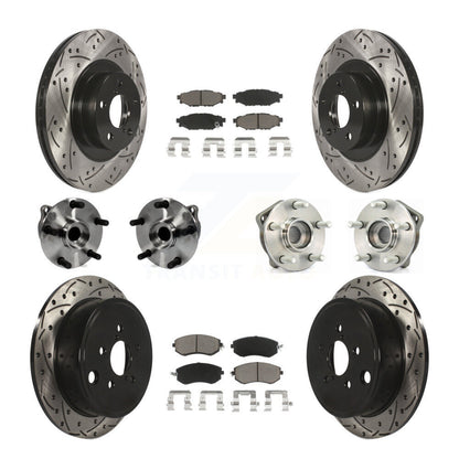 Hub Bearing Coated Disc Brake Rotor Pad Front Rear Kit (10Pc) For Subaru Impreza