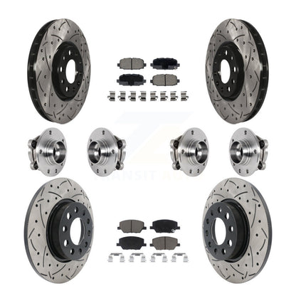 Hub Bearing Coated Brake Rotor & Pads Front Rear Kit (10Pc) For Jeep Compass AWD