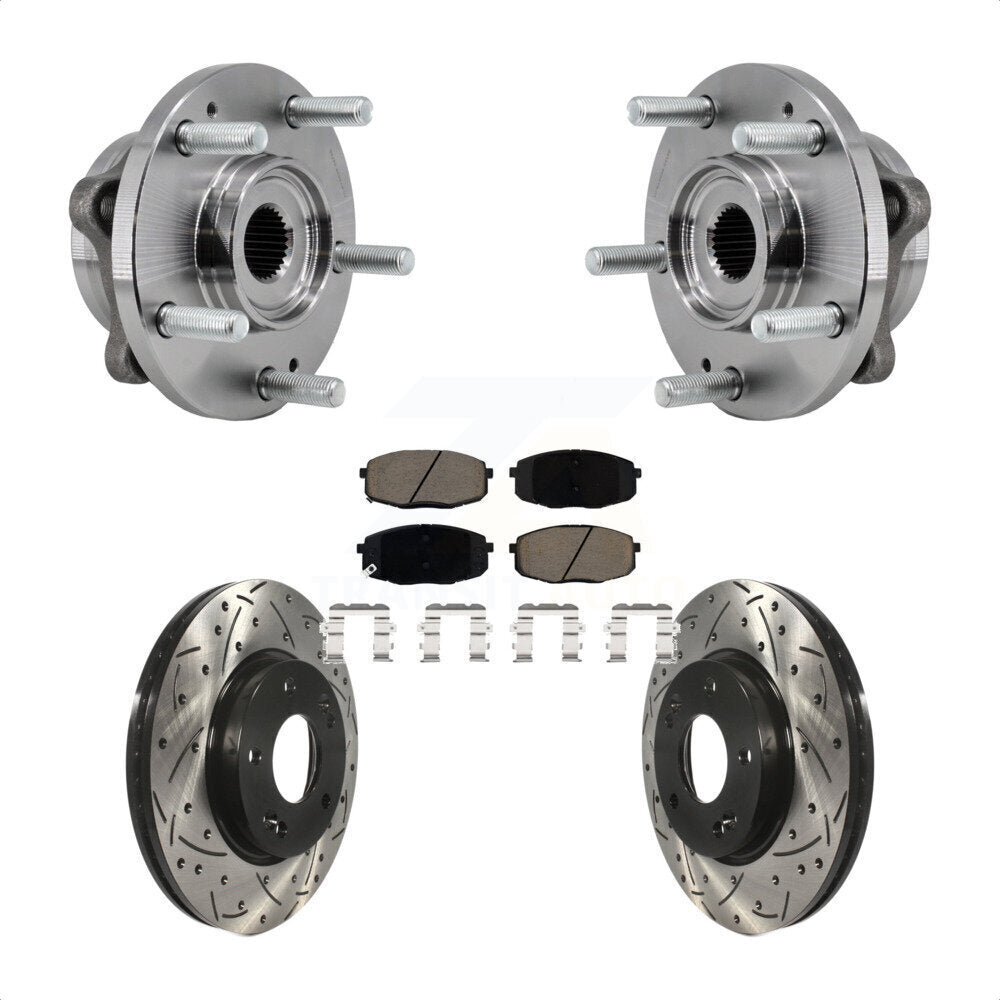 Hub Bearing Assembly Coated Drilled Slot Brake Rotor Pads Front Kit For Kia Soul
