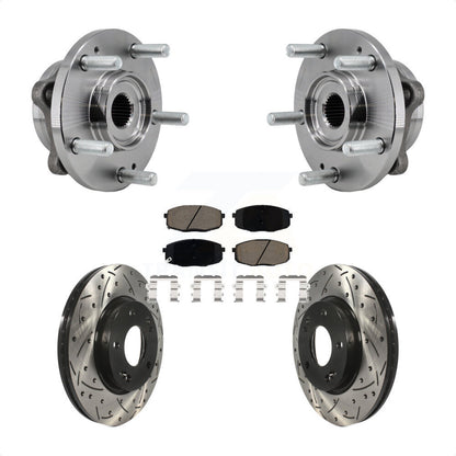 Hub Bearing Assembly Coated Drilled Slot Brake Rotor Pads Front Kit For Kia Soul