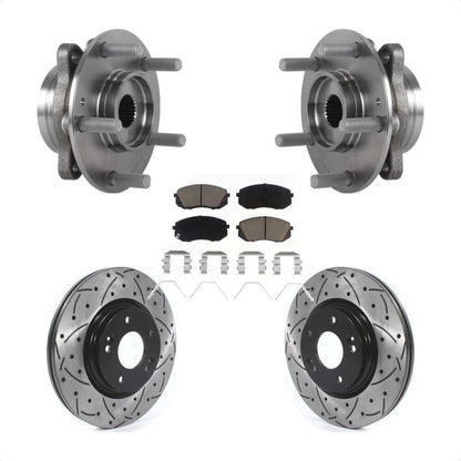 Hub Bearing Drilled Slot Brake Rotor Pad Front Kit For Kia Forte Hyundai Elantra