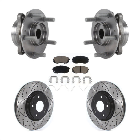 Hub Bearing Drilled Slot Brake Rotor Pad Front Kit For Kia Forte Hyundai Elantra
