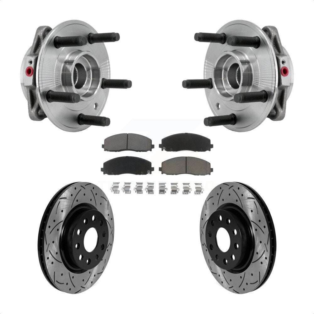 Hub Bearing Assembly Coat Drill Slot Brake Rotor Pad Front Kit For Jeep Wrangler