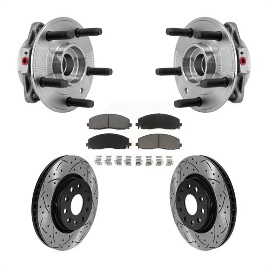 Hub Bearing Drilled Slot Brake Rotor & Pad Front Kit For Jeep Wrangler Gladiator