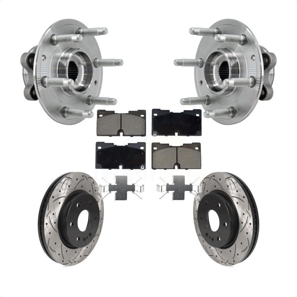 Hub Bearing Drill Slot Brake Rotor Pads Front Kit For Chevrolet GMC Silverado XL