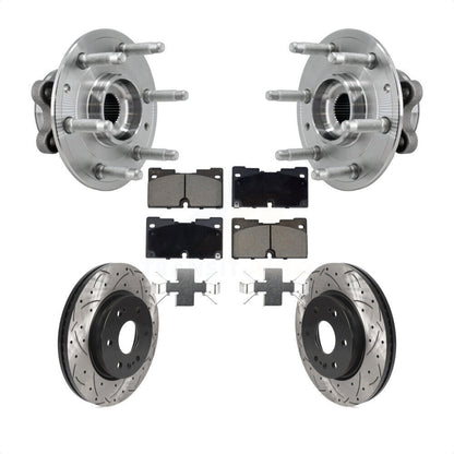 Hub Bearing Drill Slot Brake Rotor Pads Front Kit For Chevrolet GMC Silverado XL